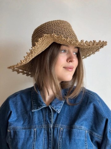 鉤針寬邊草編遮陽帽、波希米亞海灘風格