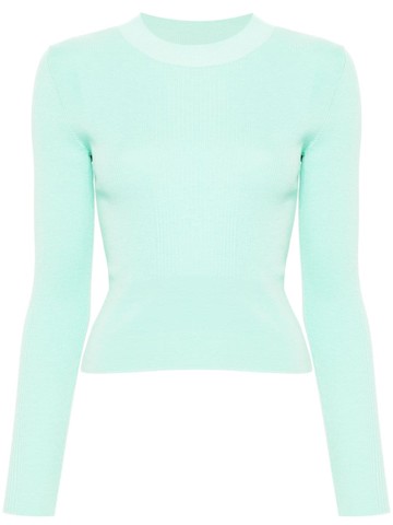 Patou - ribbed-knit jumper - women - Polyester/Cotton - XS - Blue