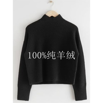 半高領女毛衣黑色打底衫基礎款加厚山羊絨超短款羊絨衫保暖羊毛衫