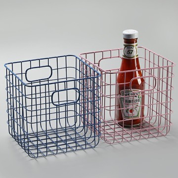 Kens北歐風ins金屬雜物收納筐鐵藝浴室桌面整理化妝品收納籃