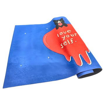 西格傢飾 多巴胺療癒貓咪軟珪藻土地墊 納帕皮面料  40 x 60cm  藝術黑貓E