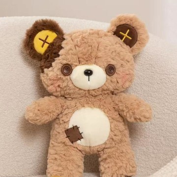 ✨動感 優選✨原創軟萌補丁鈕釦小熊毛絨 玩偶公仔 生日禮物送女生禮物畢業禮物