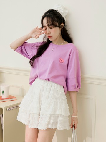 立體紋理鬆緊腰層次蛋糕短裙