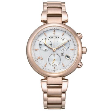 CITIZEN星辰 xC 亞洲限定款櫻花粉紅金光動能計時女錶-FB1456-65A-35mm