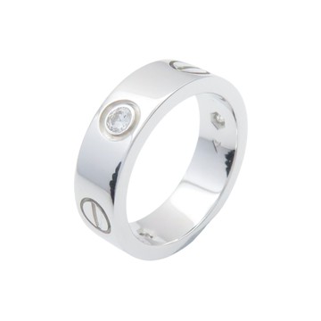Cartier 卡地亞 18K白金Love Ring 3 Diamond Ring鑽石戒指Cartier#50 US#5 【二手名牌BRAND OFF】