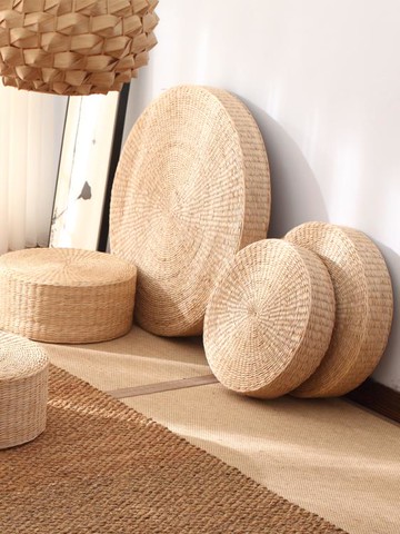 日式蒲團蒲團坐墊地上草編榻榻米墊子圓形日式加厚家用打坐墊禪修墊草墊子 99購物節