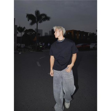 純色正肩 美式雙縫線涼感短袖T恤男 小領口痞帥重磅半袖圓領上衣