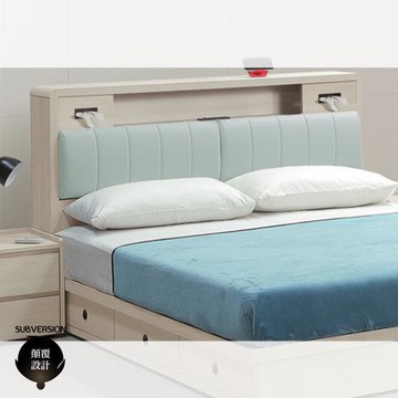 【顛覆設計】娜亞緹貓抓皮靠枕插座床頭箱(雙人5尺)