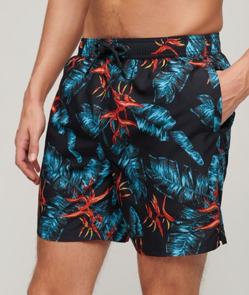 Superdry Men's Men's Recycled Hawaiian Print 17-inch Swim Shorts Navy / Dark Navy Fire - Size: M
