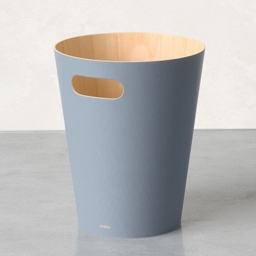《Umbra》Woodrow木紋垃圾桶-煙灰藍7.5L-- 無蓋垃圾桶 質感垃圾桶