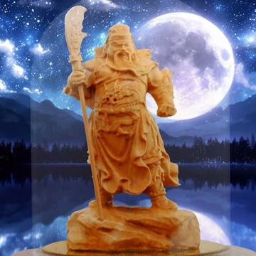 【吉祥開運坊】武財神【護身 招財 黃楊木關公 立體精雕關聖帝君】開光加持 擇日