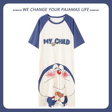 高級感睡裙女夏季2025年新款春秋純棉短袖可愛寬松薄款家居服睡衣