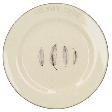 creativeTops 淺餐盤 陶瓷材質 中國製  21.2 x 2.5cm  羽毛款 米色  1個