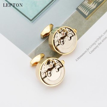 新品高檔機芯袖扣手表機械全自動轉動男士法式襯衫專用袖扣送禮盒