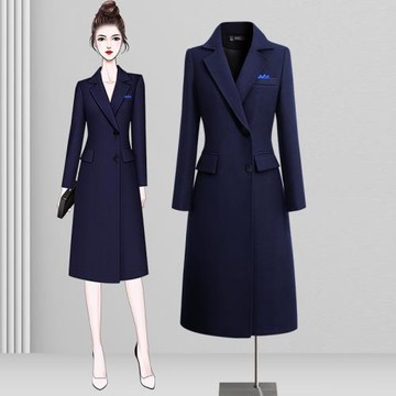 職業裝毛呢外套女中長款女冬季高端售樓處工作服呢子大衣置業顧問