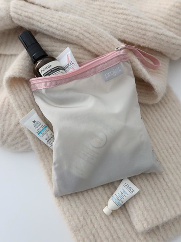 Flat Pouch Clutch Bag [Pink Grey]