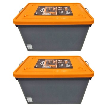 KEYWAY 聯府 艾普生 滑輪整理箱 60L  橘色 + 黑色  590 x 410 x 337mm  2個