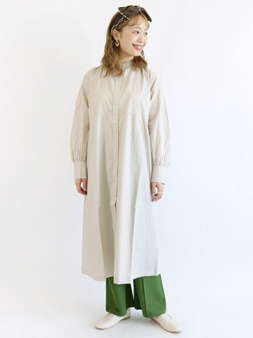 襯衫式純棉開襟長袖洋裝(FF21L0H0280) - ehka sopo