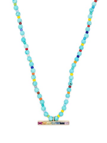 LUIS MORAIS - 14kt yellow gold T-bar bead necklace - men - Sapphire/Turquoise/14kt Yellow Gold - One Size