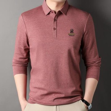 男士長袖T恤翻領春秋季衣服商務休閑POLO衫中年爸爸裝寬松上衣