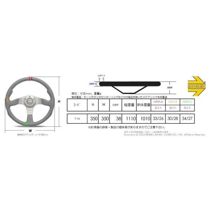 MOMO モモ ステアリング T-14 TUNER 35φ（MOMO TUNER ブラック