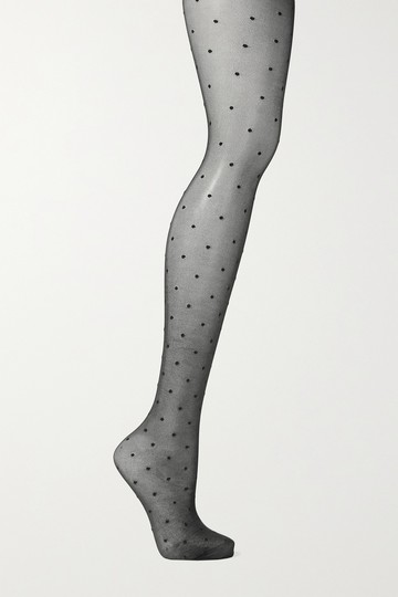 FALKE - Dot 15 Denier Point D'esprit Tights - Black - XL