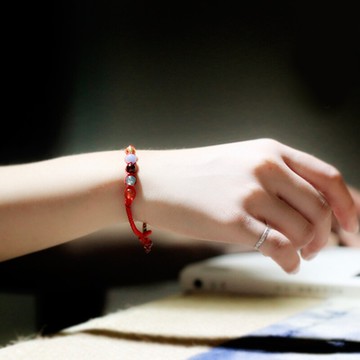 長命縷 子伊原創 五色絲紅繩手鏈五彩繩編織男女手飾品本命年1入