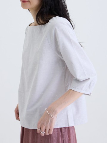 PINKOI ONLY 光點方領包袖上衣-淡月