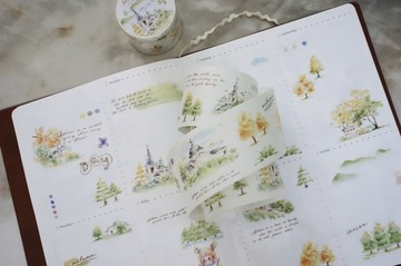 秋之秘境 季節感のある植物モチーフ 和紙膠帶 (kiss-cut)