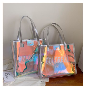 包件配飾~鐳射包糖果色大包女手提袋大學生上班外出托特包果凍包時尚手提包 雙11全館免運