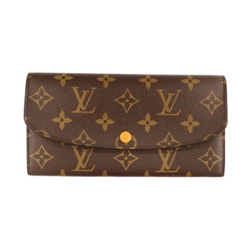 【二手名牌BRAND OFF】LOUIS VUITTON 路易威登 棕色 原花 PVC塗層帆布 Portefeuille Emilie 長夾 M60698
