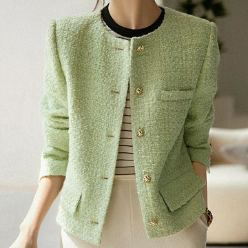 【巴黎精品】現貨+預購 頂級法式毛呢外套大衣OL西裝小香風外套寬鬆秋冬大碼休閒女裝-羊毛粗花呢a1lk19