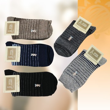 比得兔精繡羊毛男襪-細條紋-25~27cm-SK6261-2雙