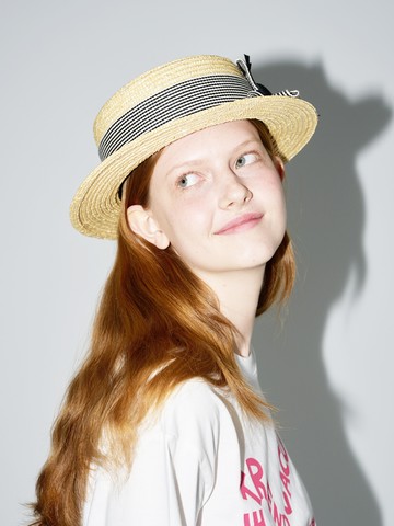 Straw Twist Ribbon Boater Hat_ 3 Colors