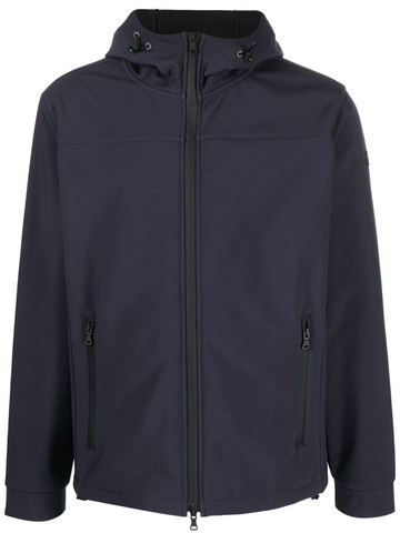 Paul & Shark - logo-patch hooded jacket - men - Elastane/Polyester/Polyester - S - Blue