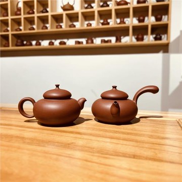 陳鈿福祿壺煙斗側把壺110ml 潮州手拉壺朱泥泡茶壺 功夫茶紫砂壺