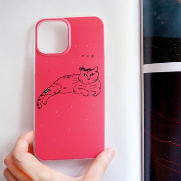 iphone 17 黑色/紅色 虎斑貓迷迷  質感手機殼訂製iphone全系列