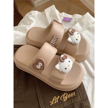 細細條 三麗鷗可愛HelloKitty雙帶拖鞋外穿百搭厚底夏季涼拖鞋女