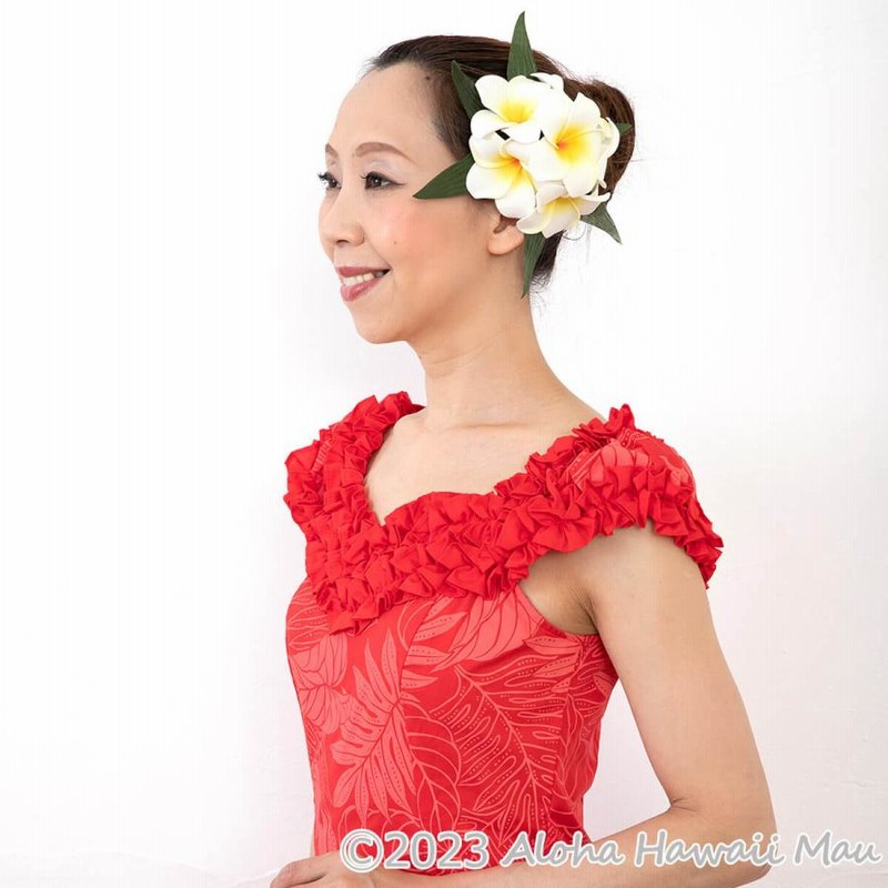 フラダンス 髪飾り プルメリア ヘアクリップ ホワイト イエロー