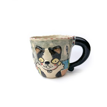 Nice Little Clay 手工大馬克杯 可愛貓 0103L-38