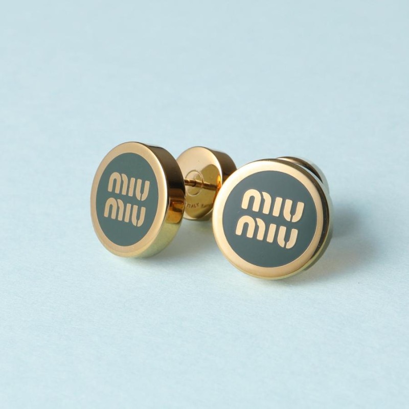 ミュウミュウ MIU MIU ピアス ロゴ エナメルメタル スタッドピアス