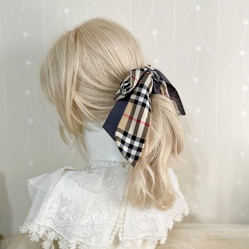 格紋絲巾式鯊魚夾蝴蝶結香蕉夾 大腸圈髮圈 馬尾夾 抓夾 邊夾髮夾