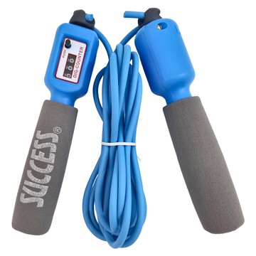 SUCCESS 成功 粉彩計數跳繩 繩長270cm 繩徑5mm 高彈性實心繩膠 泡棉 長度可調附計算器  27 x 0.5cm  藍色  1個