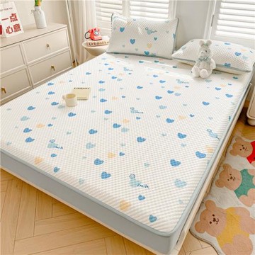 夏季新款A類冰豆豆涼席床笠款席子家用親膚抗菌可水洗枕套軟涼席