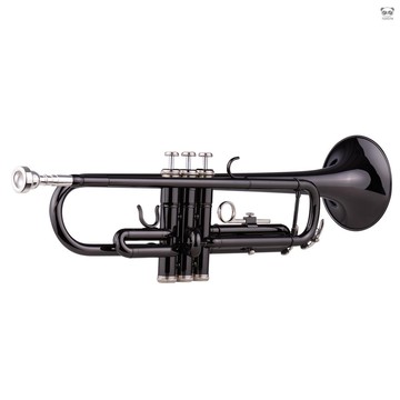 降B調小號 黃銅材質 漆黑 適合學生初學者 帶便攜盒+鍍銀吹嘴+手套+揹帶+擦布（顏色隨機，不配潤滑油）