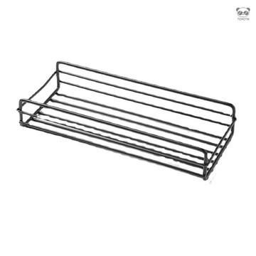 角落防晃浴室鐵藝置物架帶2個掛鉤 無鑽孔強力無痕貼浴室壁掛式架子 防水防鏽黑色長方形浴室儲物架 用於浴室廚房陽臺（貼片來