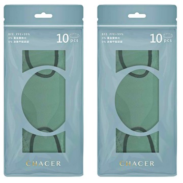 CHACER 佳和口罩 4D立體醫用口罩 成人用 KF94 未滅菌 M  青淞抹綠  2袋  10片