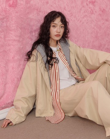 天絲拼接異材質假兩件連帽外套(兩色)