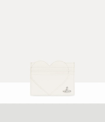 Vivienne Westwood Heart Card Holder Saffiano Leather Plain White / Red / Blue One Size Women