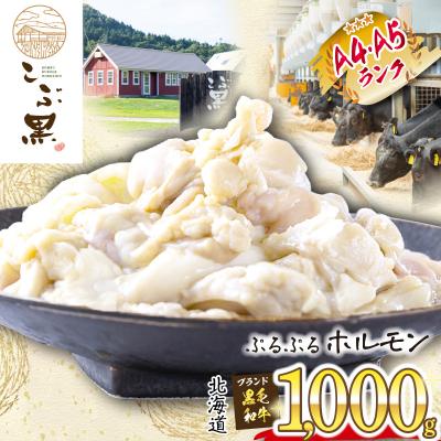 ふるさと納税 新ひだか町 北海道産 黒毛和牛 こぶ黒 ぷるぷるホルモン 計1kg(500g×2)パック